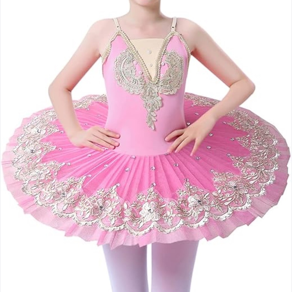 Z&X Girls Professional Ballet Dance Tutu Dress Pink Size Medium New